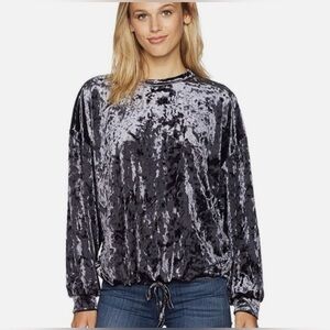 Adrianna Papell Woman's Gray Velvet Pullover Long Sleeve Sweater, Size M